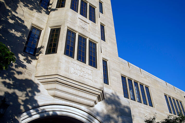 An exterior shot of the Maurer School on the Bloomington campus.
